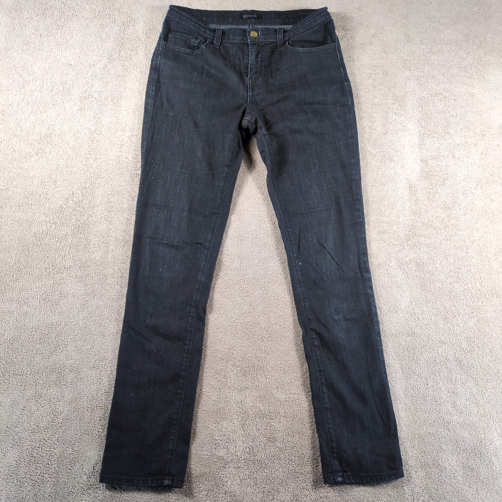 Mono B Jeans Womens 1 Black Denim Cotton Stretch Stright Dark Wash Comfort